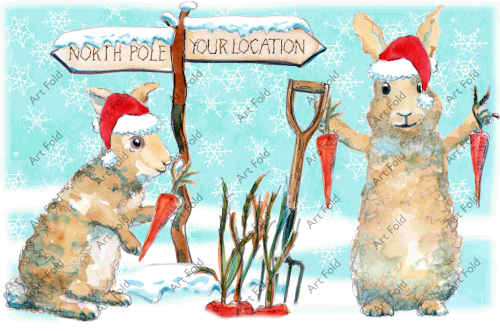 1294B rabbits gardening carrots signpost SKIL-1294